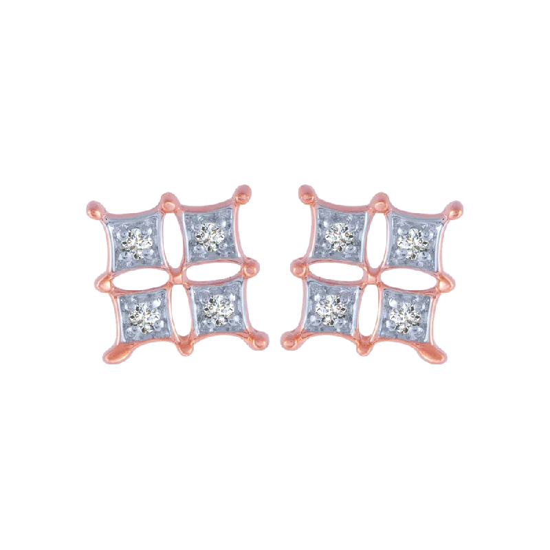 18KT (750) Rose Gold And Diamond Stud Earrings For Women