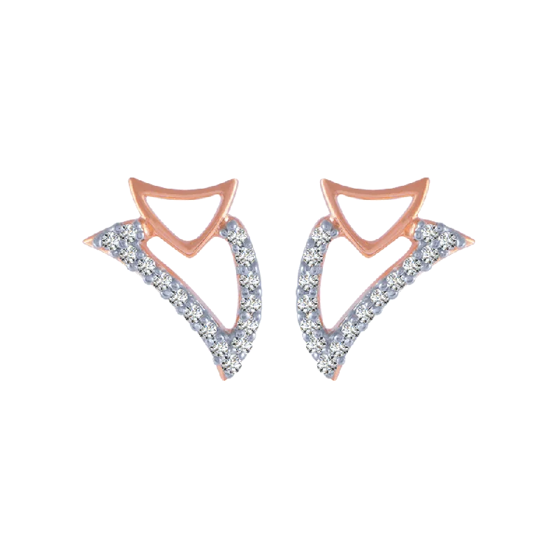 18KT (750) Rose Gold And Diamond Stud Earrings For Women