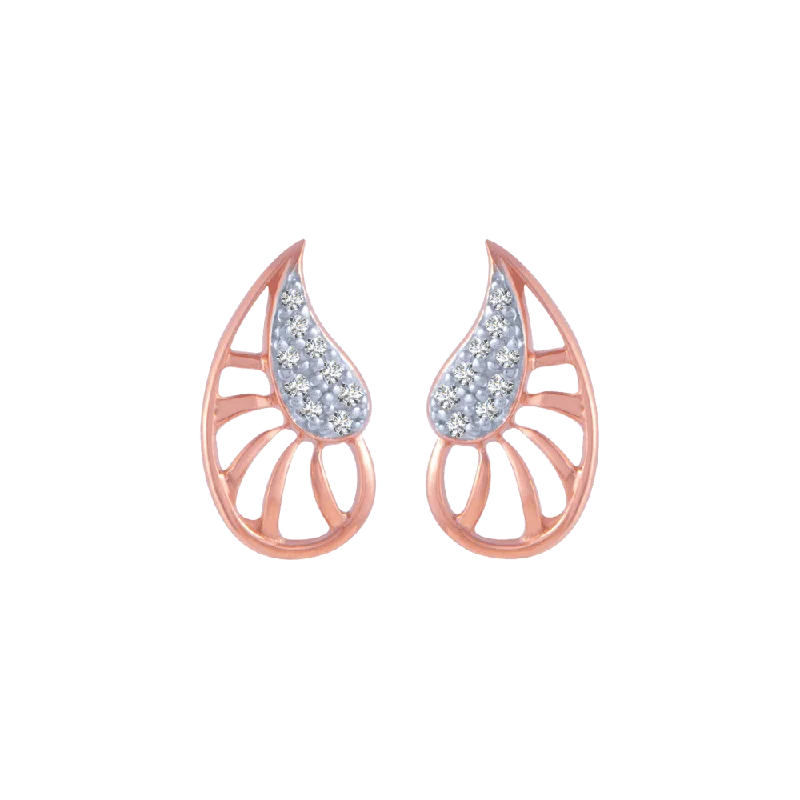 18KT (750) Rose Gold And Diamond Stud Earrings For Women