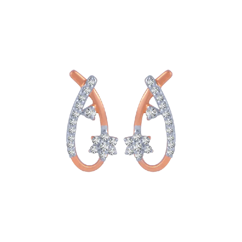 18KT (750) Rose Gold And Diamond Stud Earrings For Women