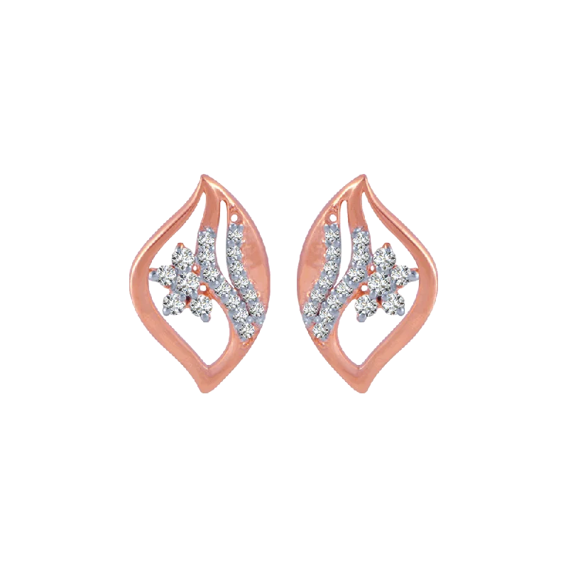 18KT (750) Rose Gold And Diamond Stud Earrings For Women