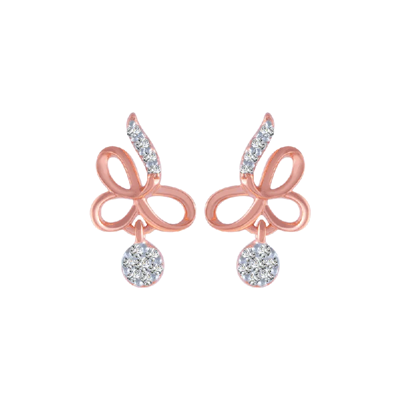 18KT (750) Rose Gold And Diamond Stud Earrings For Women