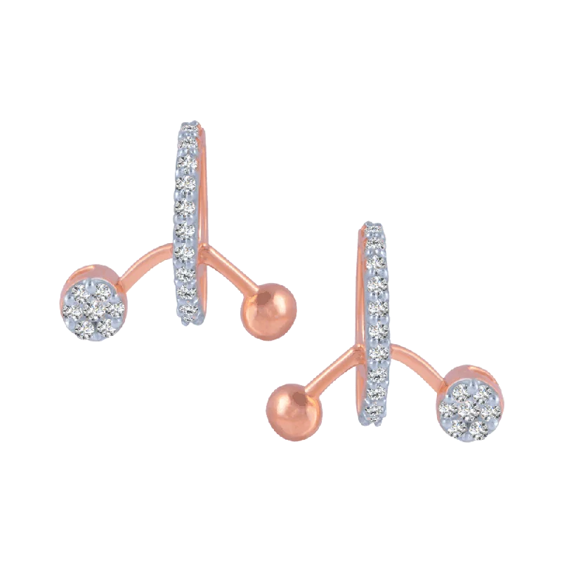 18KT (750) Rose Gold And Diamond Stud Earrings For Women