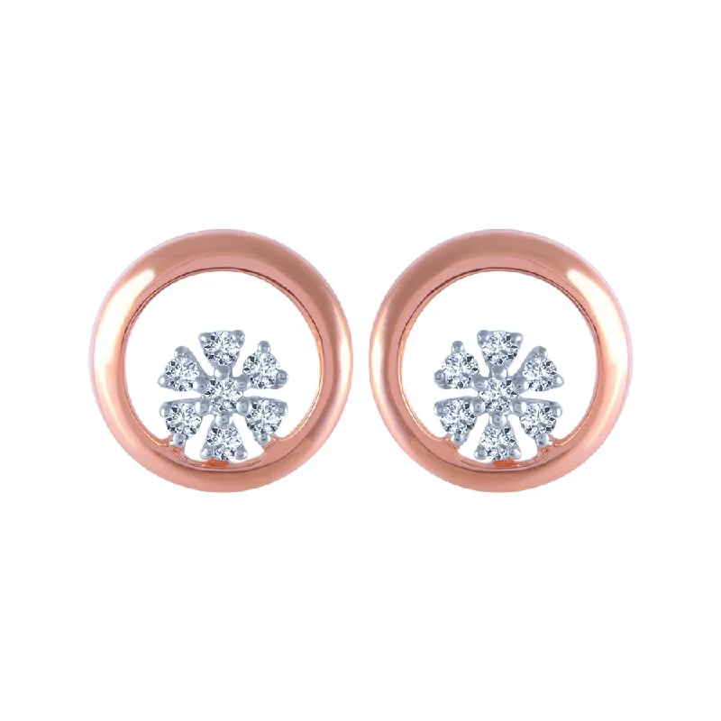 18KT (750) Rose Gold And Diamond Stud Earrings For Women