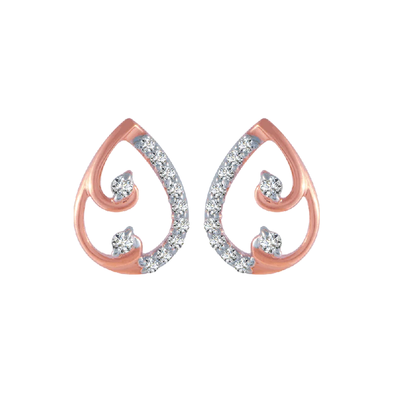 18KT (750) Rose Gold And Diamond Stud Earrings For Women