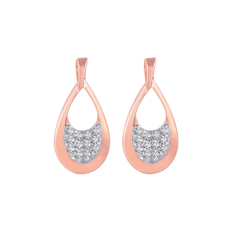 18KT (750) Rose Gold And Diamond Stud Earrings For Women