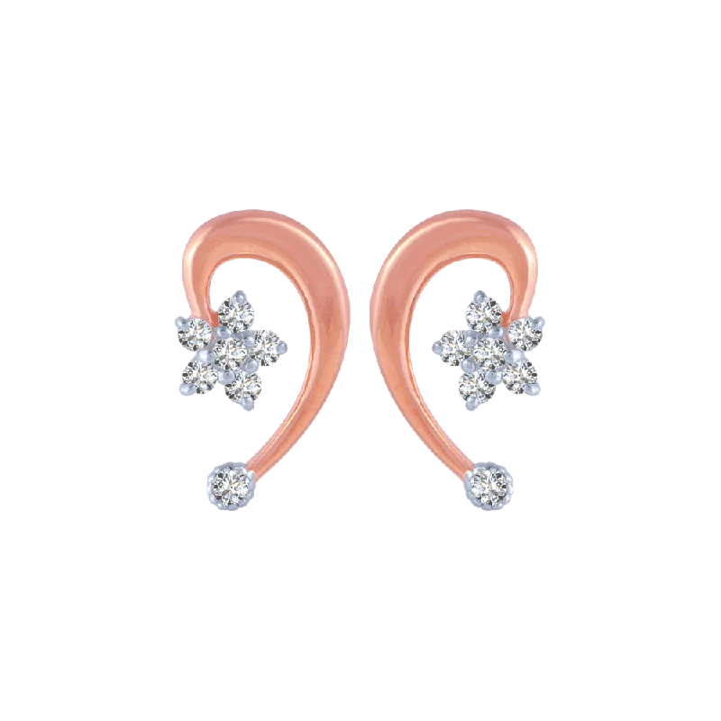 18KT (750) Rose Gold And Diamond Stud Earrings For Women