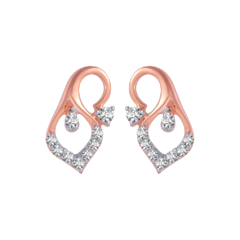 18KT (750) Rose Gold And Diamond Stud Earrings For Women