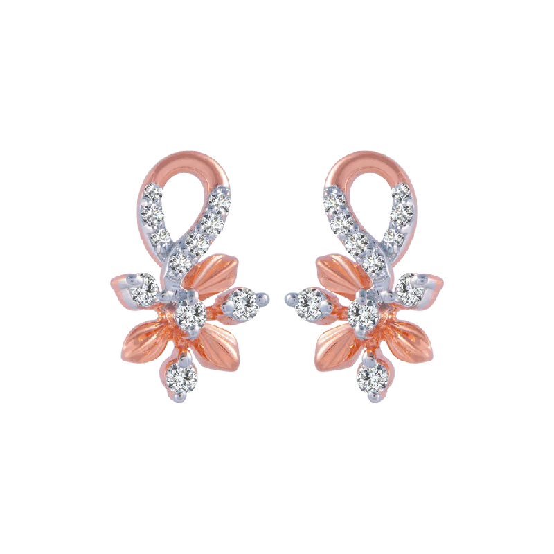 18KT (750) Rose Gold And Diamond Stud Earrings For Women