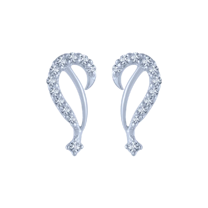 18KT (750) White Gold And Diamond Stud Earrings For Women