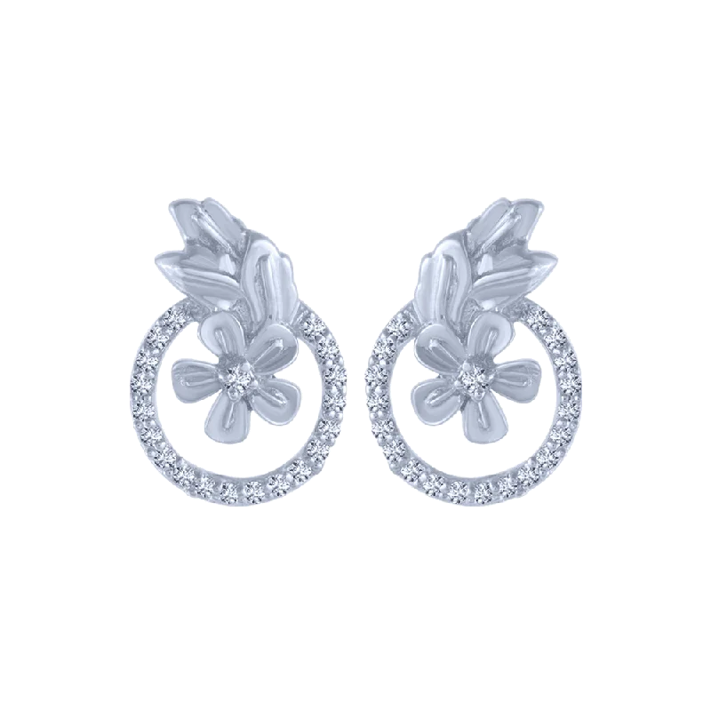 18KT (750) White Gold And Diamond Stud Earrings For Women