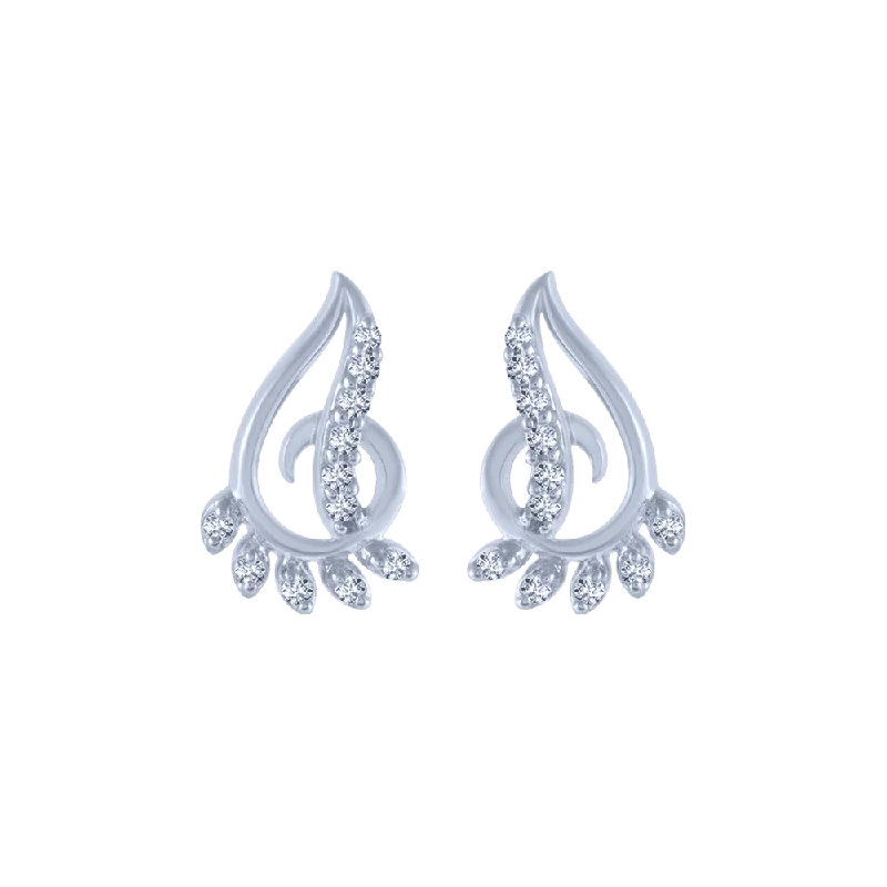 18KT (750) White Gold And Diamond Stud Earrings For Women