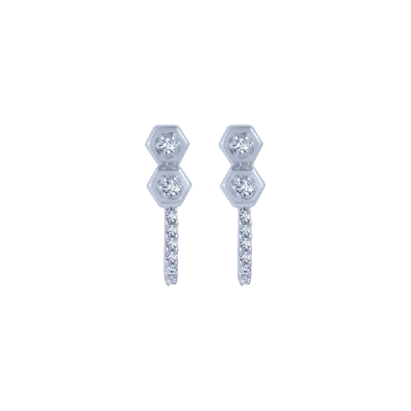 18KT (750) White Gold And Diamond Stud Earrings For Women