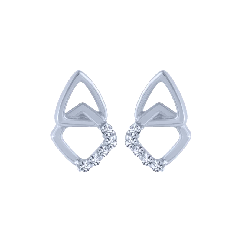 18KT (750) White Gold And Diamond Stud Earrings For Women