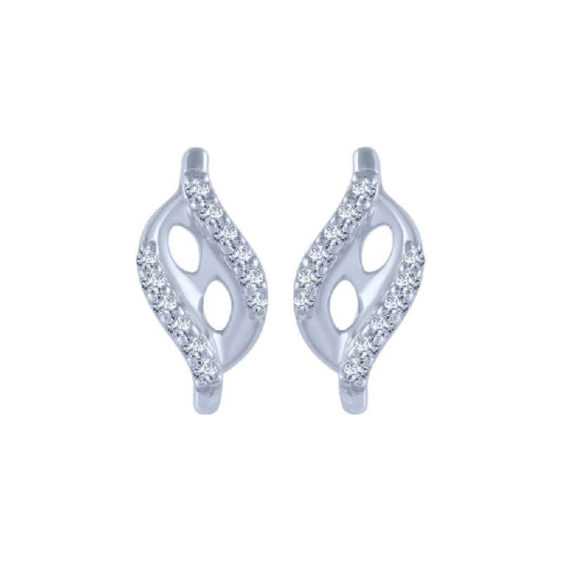 18KT (750) White Gold And Diamond Stud Earrings For Women