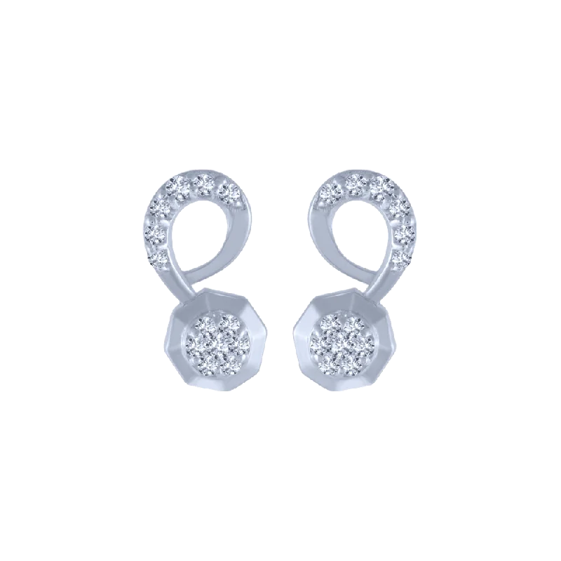 18KT (750) White Gold And Diamond Stud Earrings For Women