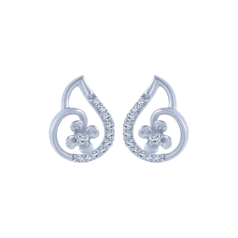 18KT (750) White Gold And Diamond Stud Earrings For Women