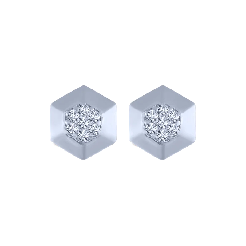 18KT (750) White Gold And Diamond Stud Earrings For Women