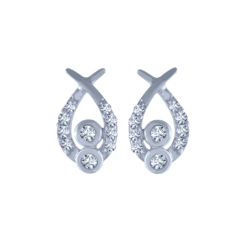 18KT (750) White Gold And Diamond Stud Earrings For Women