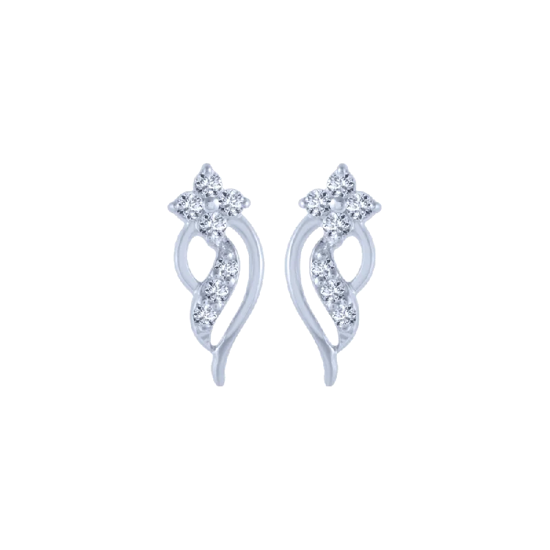 18KT (750) White Gold And Diamond Stud Earrings For Women