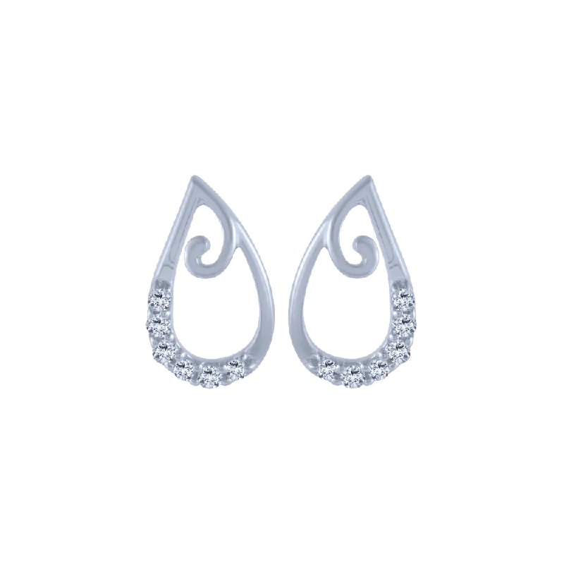 18KT (750) White Gold And Diamond Stud Earrings For Women