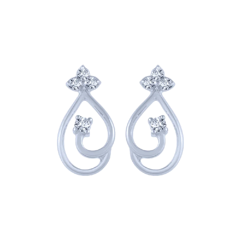 18KT (750) White Gold And Diamond Stud Earrings For Women