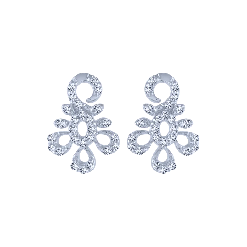 18KT (750) White Gold And Diamond Stud Earrings For Women