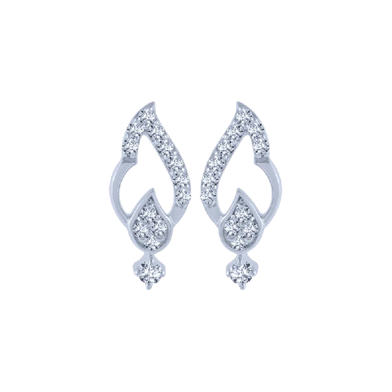 18KT (750) White Gold And Diamond Stud Earrings For Women