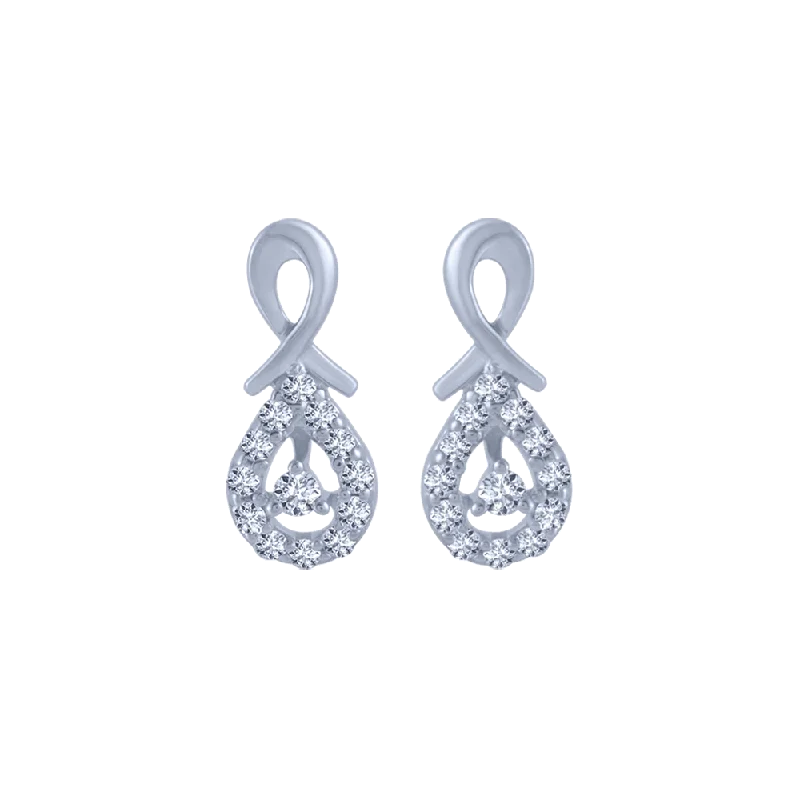 18KT (750) White Gold And Diamond Stud Earrings For Women