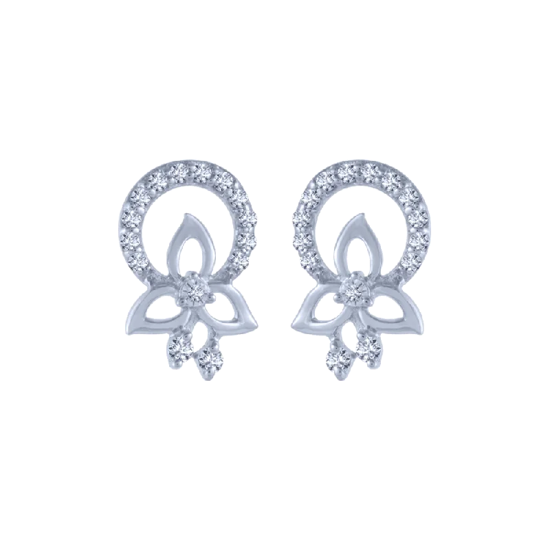 18KT (750) White Gold And Diamond Stud Earrings For Women