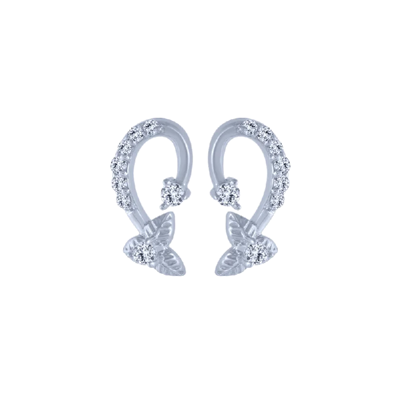 18KT (750) White Gold And Diamond Stud Earrings For Women