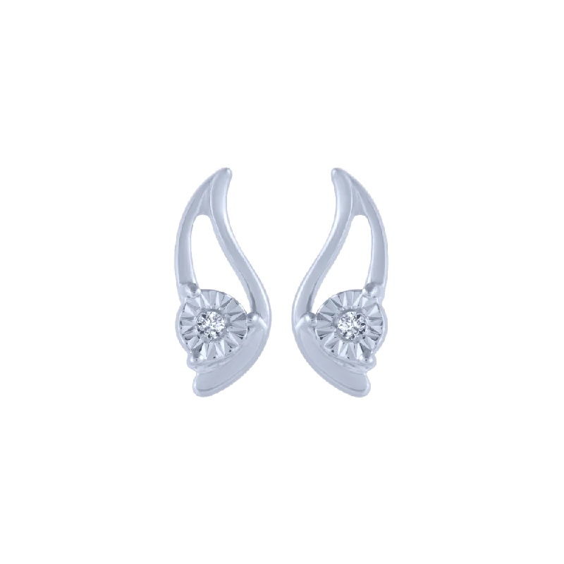 18KT (750) White Gold And Diamond Stud Earrings For Women