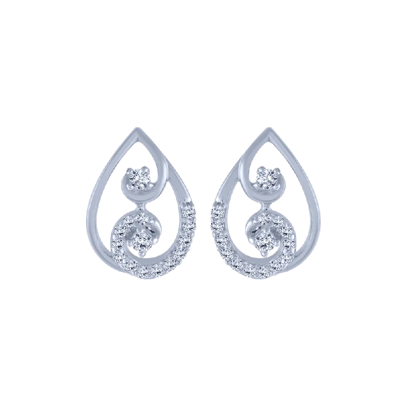 18KT (750) White Gold And Diamond Stud Earrings For Women