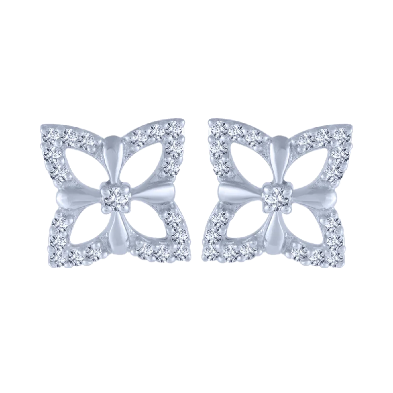 18KT (750) White Gold And Diamond Stud Earrings For Women