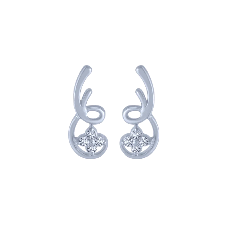 18KT (750) White Gold And Diamond Stud Earrings For Women