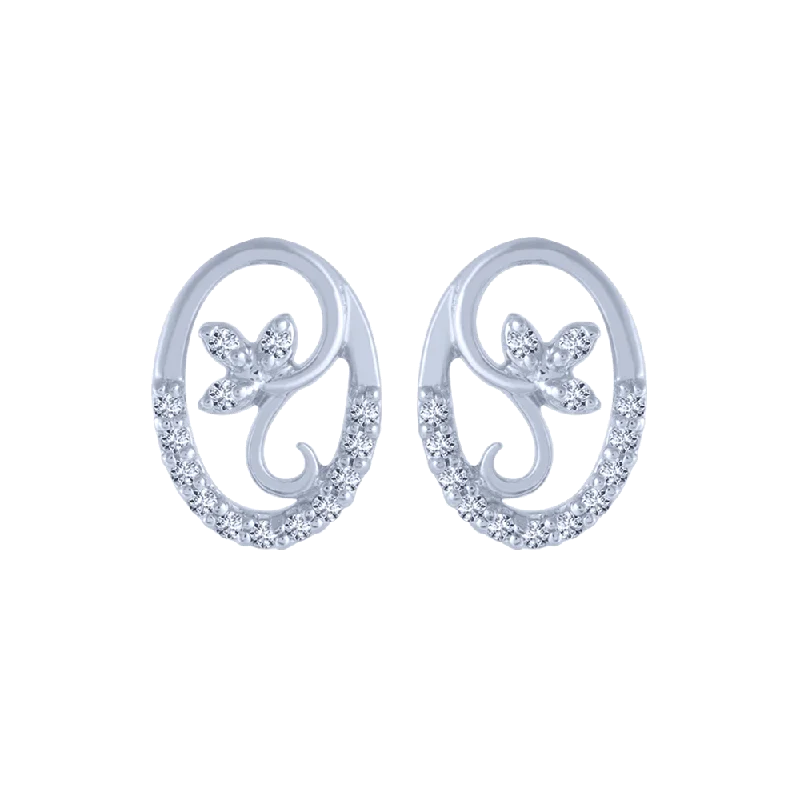 18KT (750) White Gold And Diamond Stud Earrings For Women