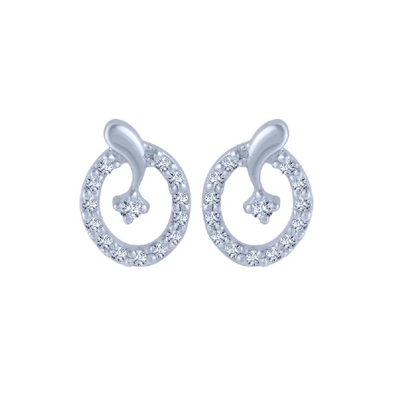 18KT (750) White Gold And Diamond Stud Earrings For Women