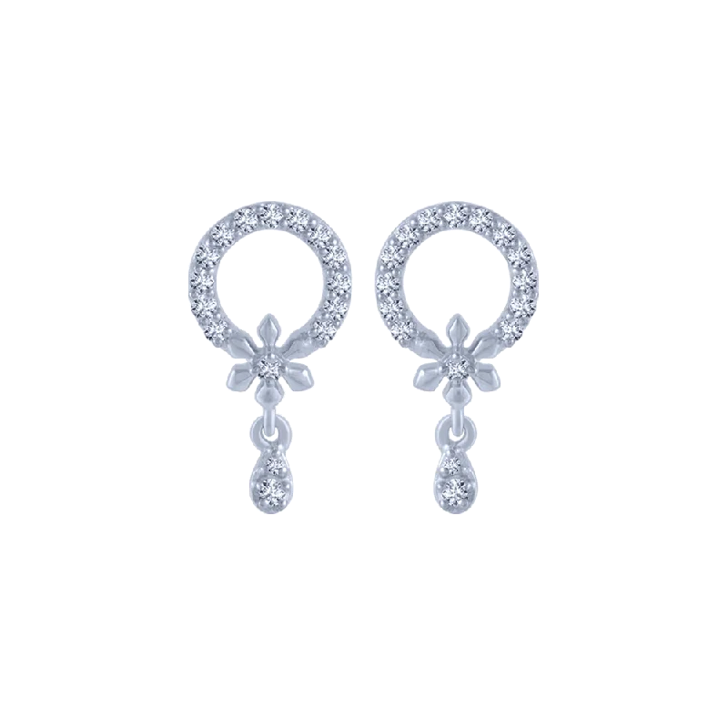 18KT (750) White Gold And Diamond Stud Earrings For Women