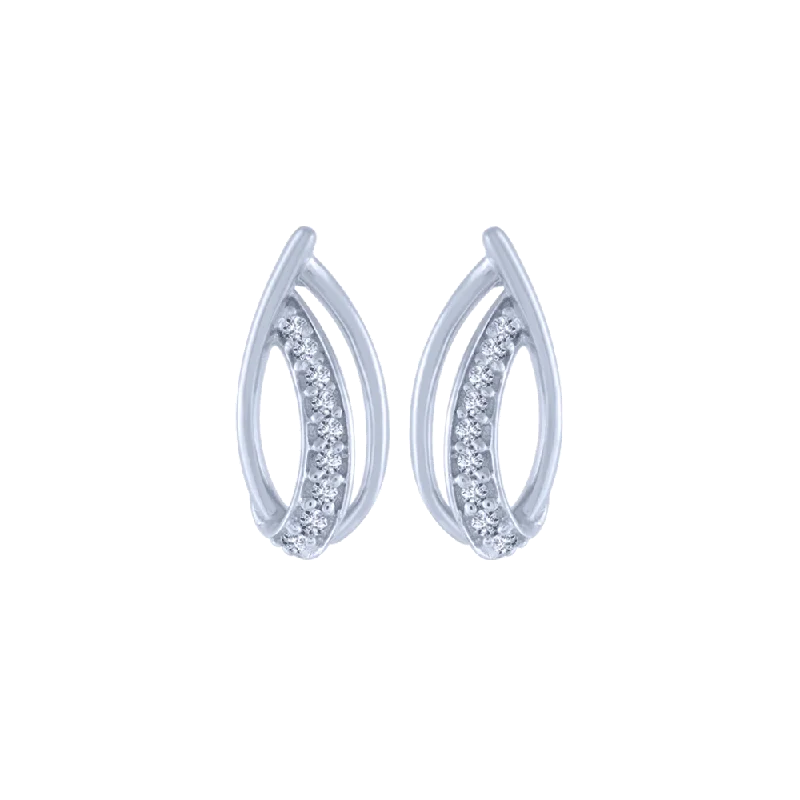 18KT (750) White Gold And Diamond Stud Earrings For Women