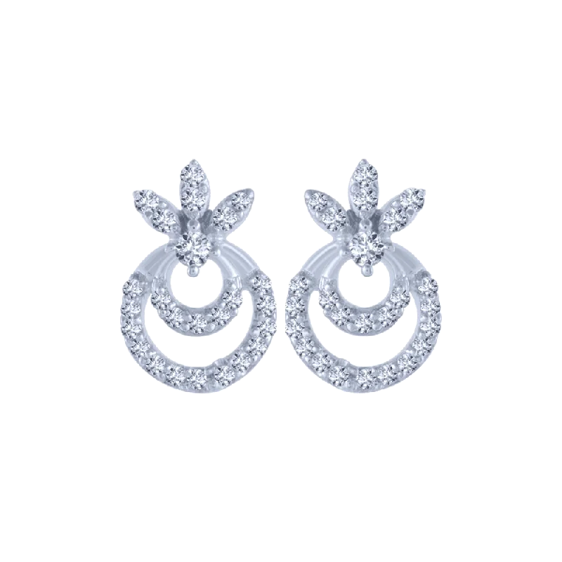 18KT (750) White Gold And Diamond Stud Earrings For Women