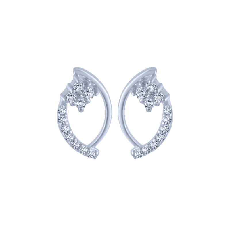 18KT (750) White Gold And Diamond Stud Earrings For Women