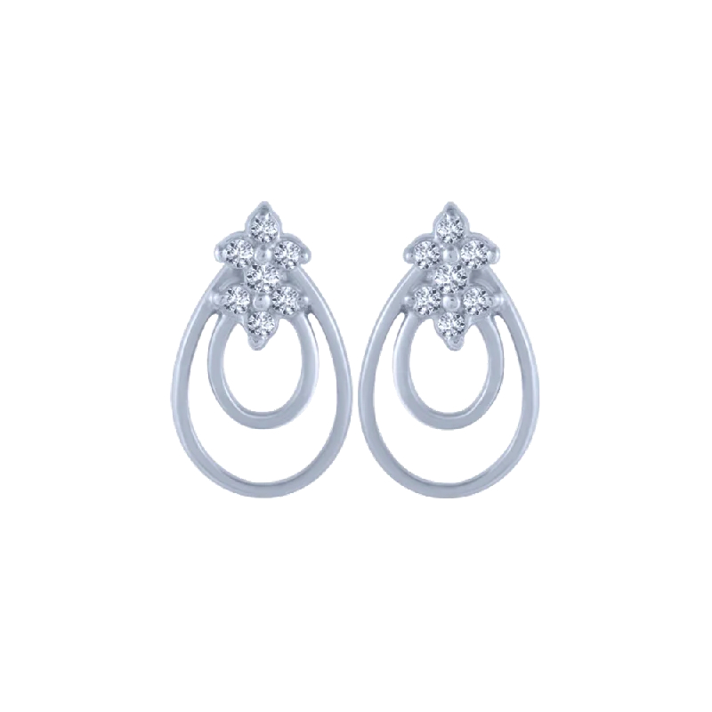 18KT (750) White Gold And Diamond Stud Earrings For Women