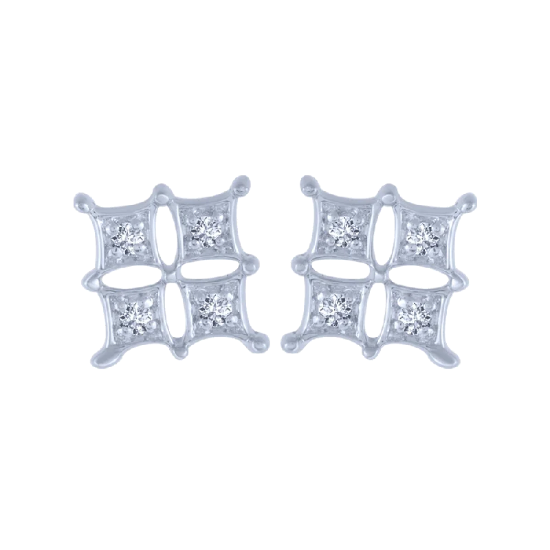 18KT (750) White Gold And Diamond Stud Earrings For Women