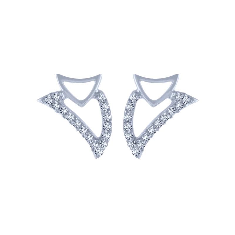 18KT (750) White Gold And Diamond Stud Earrings For Women