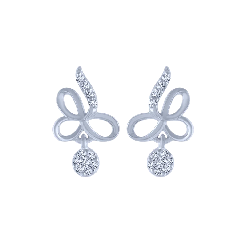 18KT (750) White Gold And Diamond Stud Earrings For Women