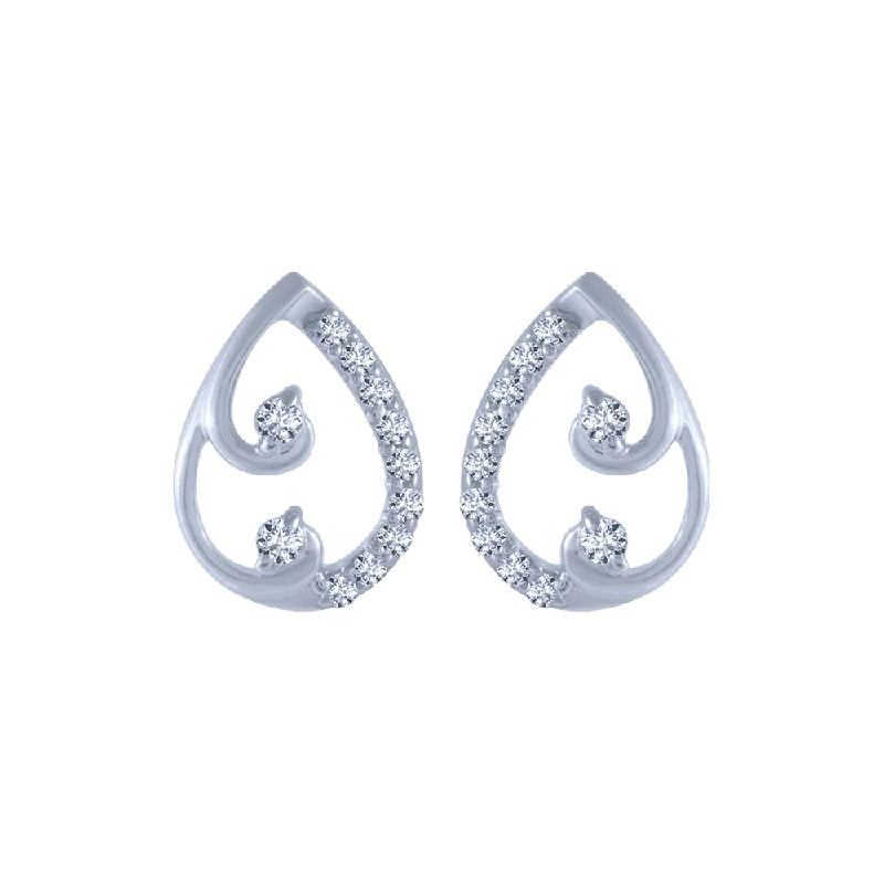 18KT (750) White Gold And Diamond Stud Earrings For Women