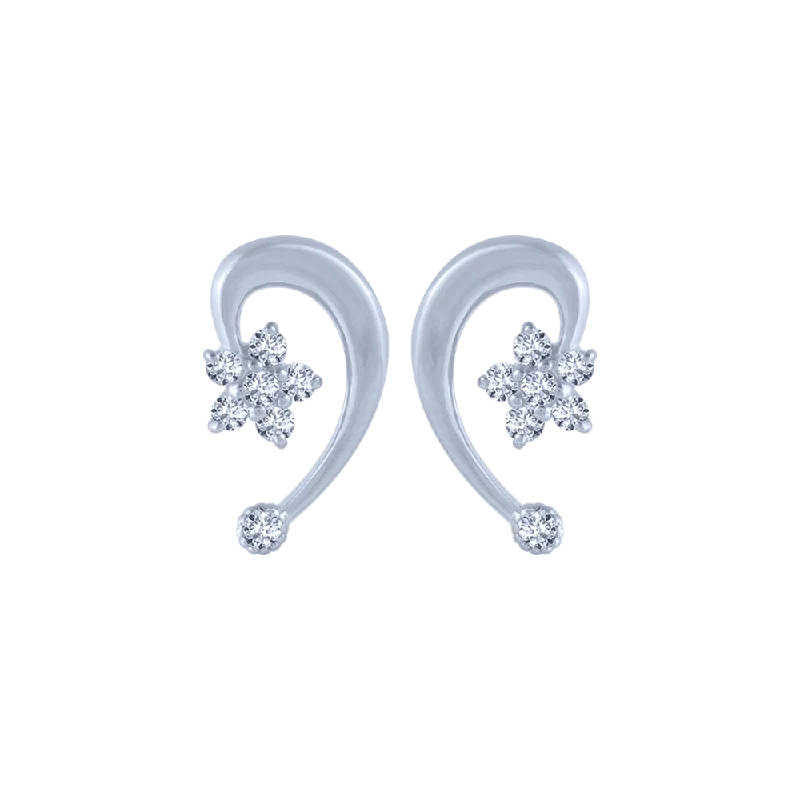 18KT (750) White Gold And Diamond Stud Earrings For Women