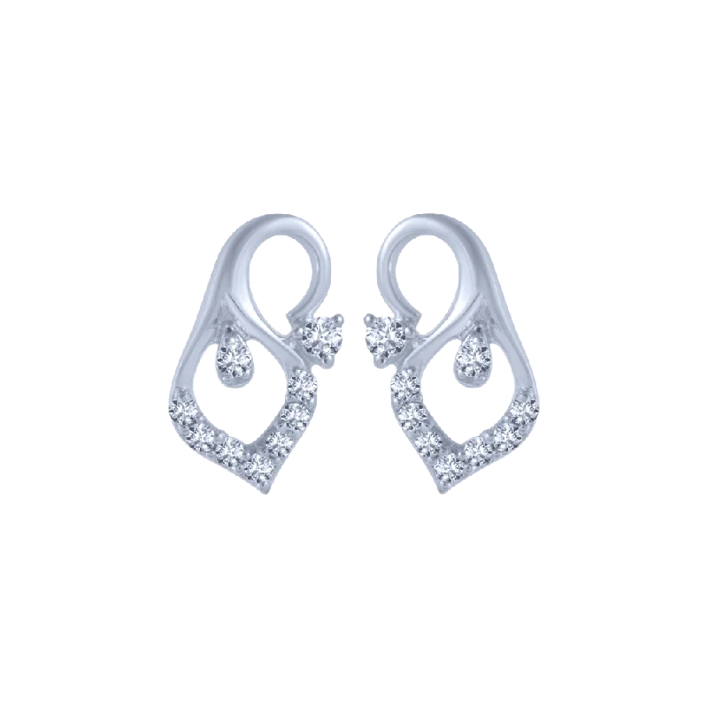 18KT (750) White Gold And Diamond Stud Earrings For Women