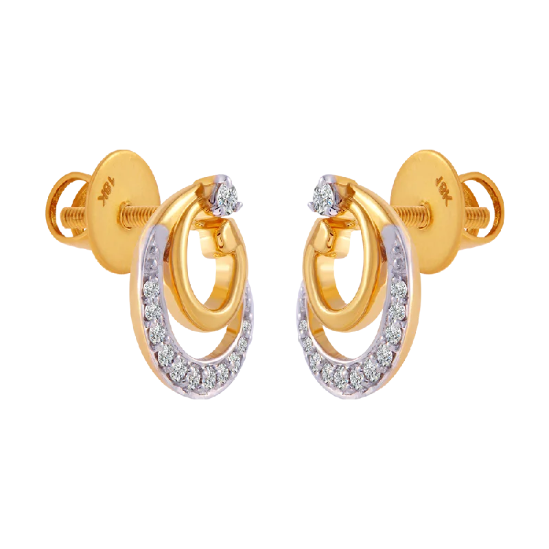 18KT (750) Yellow Gold And Diamond Clip-on Earrings For Women