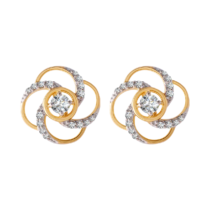 18KT (750) Yellow Gold And Diamond Clip-on Earrings For Women